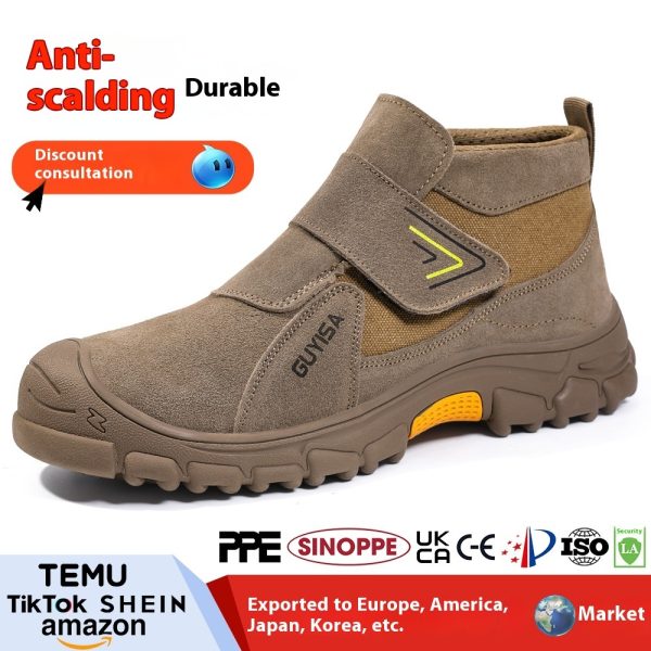 Fireproof Flower Safety Wear-resistant Steel Toe Cap Felt Buckle Welder Shoes - 图片 8