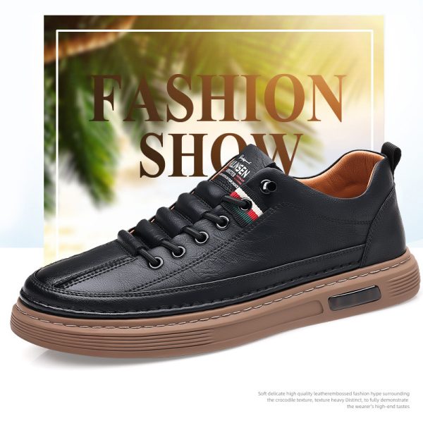 Men's Shoes Spring 2024 New Trendy Versatile Men's Casual Shoes Men's Board Shoes Super Soft Leather Breathable Leather Shoes Men - 图片 4