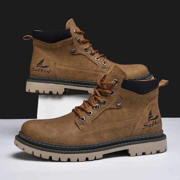 Men's Mid-Top Autumn British Style Worker Boot - 图片 5