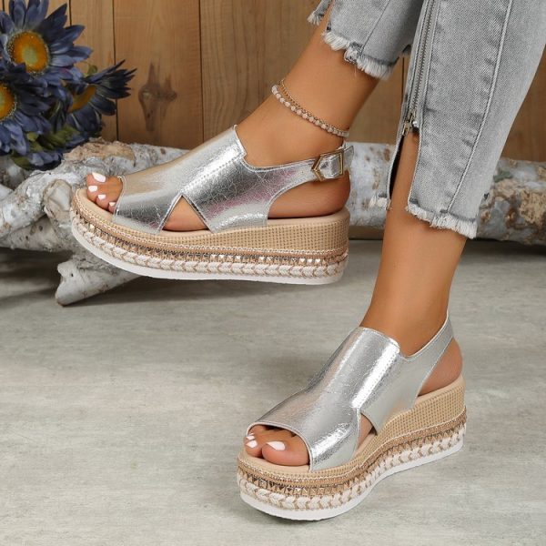 Women's Plus Size Rope Bottom Platform Sandals - 图片 2
