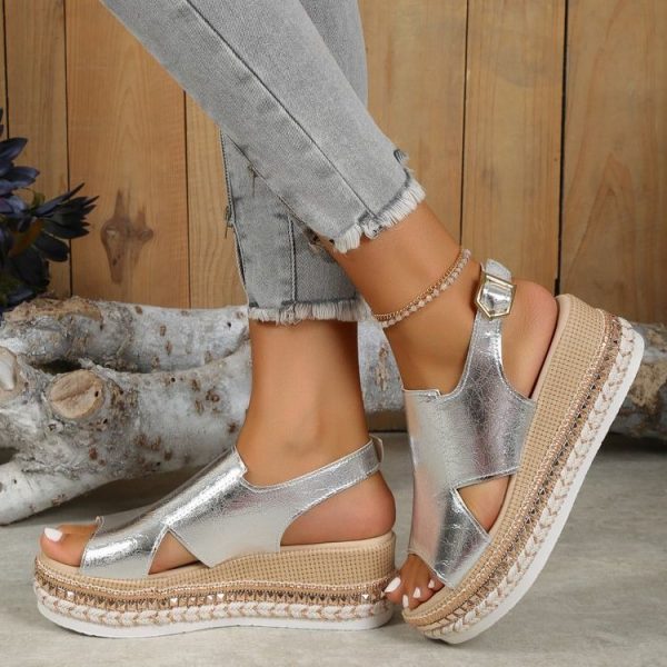 Women's Plus Size Rope Bottom Platform Sandals - 图片 5