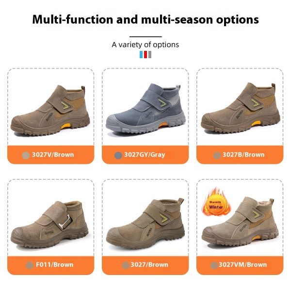 Fireproof Flower Safety Wear-resistant Steel Toe Cap Felt Buckle Welder Shoes - 图片 3