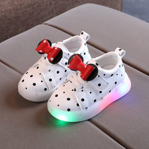 Light-up Shoes Girls Bowknot LED Light-up Shoes Breathable Baby Girls Shoes - 图片 4