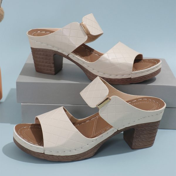 High Heel Slippers Women's Fashion Round Toe Sandals Summer - 图片 7