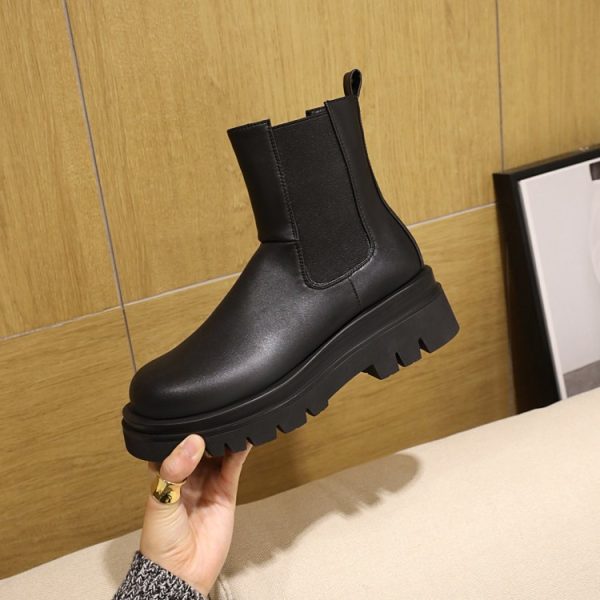 Martin Fashion Platform Mid-calf Stretch Boots - 图片 2
