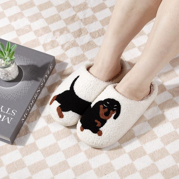New Comfort Home Dachshund Warm Winter Cotton Slippers - 图片 3