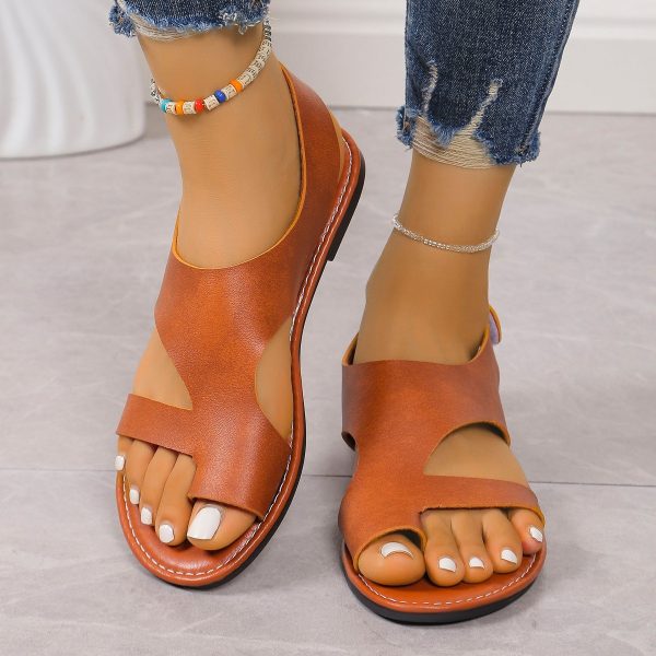Women's Velcro Toe Covering Flat Sandals - 图片 2