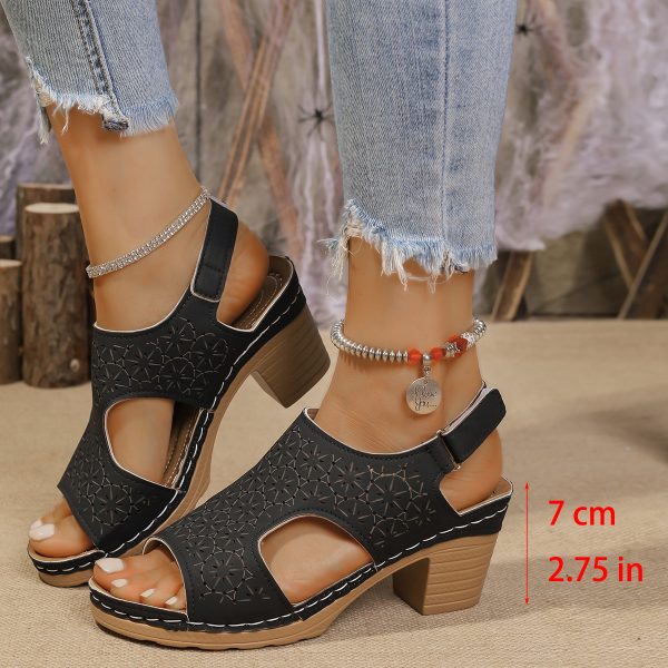 Women's High-heeled Sandals Plus Size Thick-soled Peep Toe Sandals - 图片 4