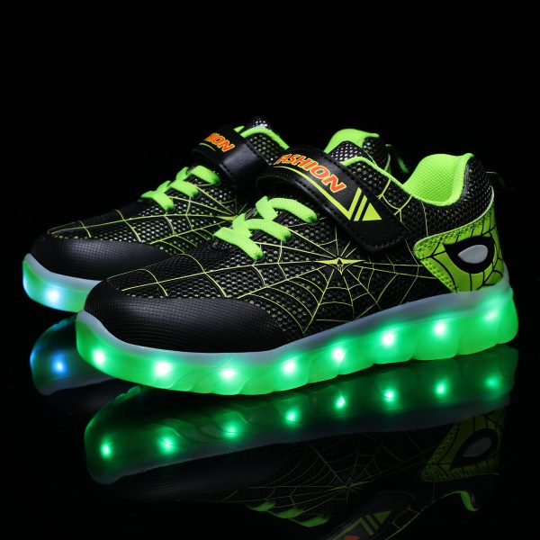 Size 26-37 Kids Led USB Recharge Glowing Shoes Children's Hook Loop - 图片 4