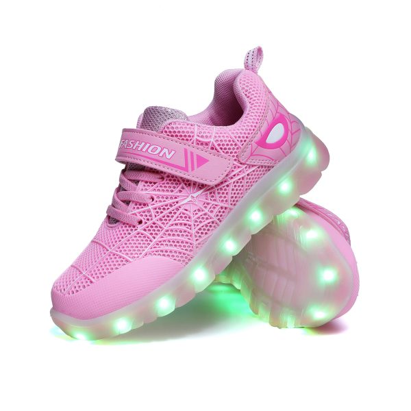 Size 26-37 Kids Led USB Recharge Glowing Shoes Children's Hook Loop - 图片 6