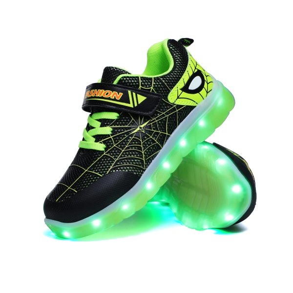 Size 26-37 Kids Led USB Recharge Glowing Shoes Children's Hook Loop - 图片 2