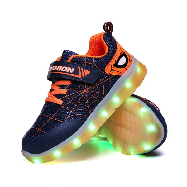 Size 26-37 Kids Led USB Recharge Glowing Shoes Children's Hook Loop - 图片 3