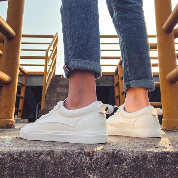 White Shoes Men's Four Seasons Breathable Teenagers Pure White - 图片 4