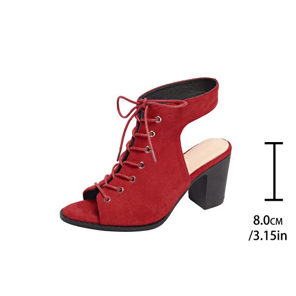 Lace-up Chunky Heel Sandals Summer Fashion Peep Toe Shoes For Women - 图片 7
