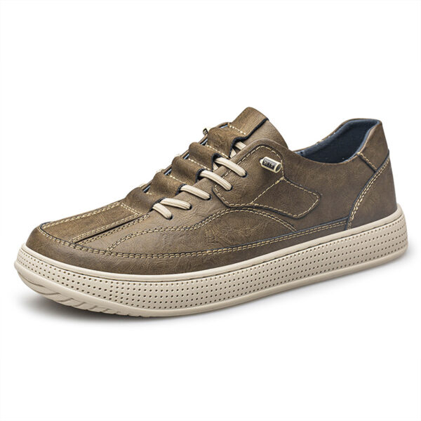 Men's Round Head Cowhide Surface Breathable Casual Skateboard Shoes - 图片 4