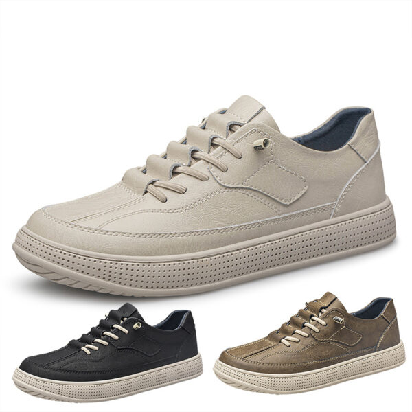 Men's Round Head Cowhide Surface Breathable Casual Skateboard Shoes - 图片 5