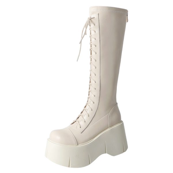 Fashion White Platform Women's High Boots - 图片 5