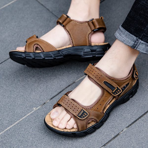 Men's Retro Casual Leather Sandals Outdoor Stylish Beach - 图片 2