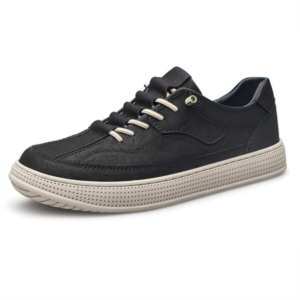 Men's Round Head Cowhide Surface Breathable Casual Skateboard Shoes - 图片 3