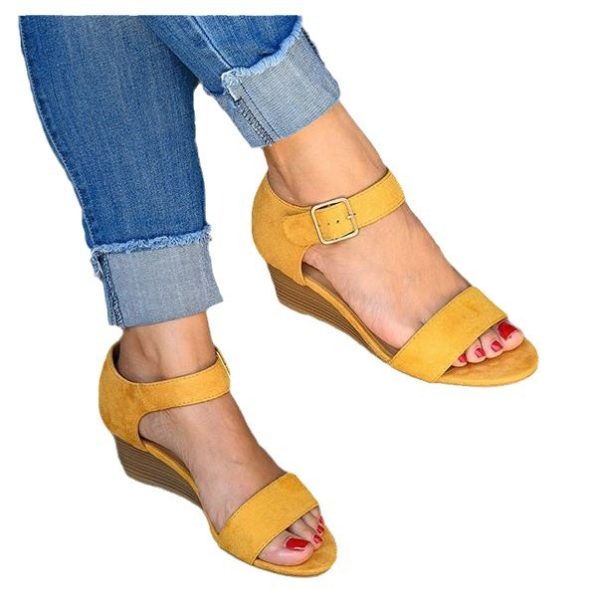 Women's Fashion Wedge Buckle Strap Plus Size Sandals - 图片 7
