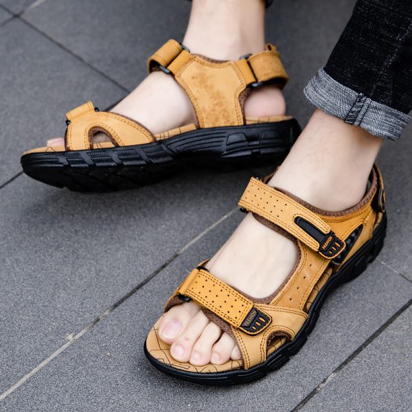 Men's Retro Casual Leather Sandals Outdoor Stylish Beach - 图片 3