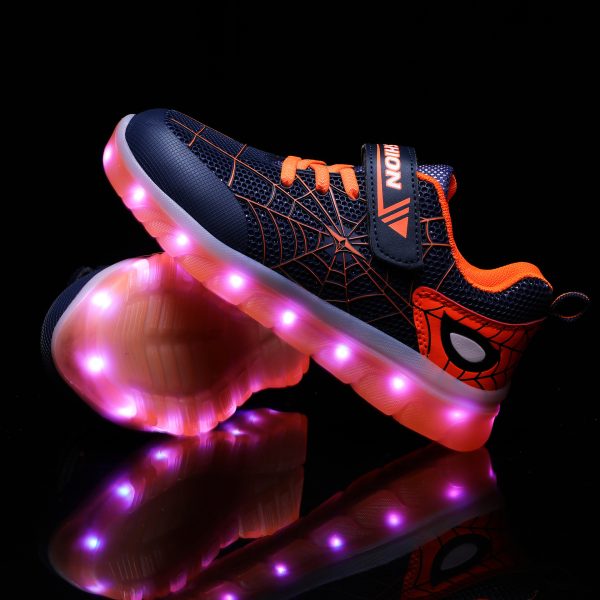 Size 26-37 Kids Led USB Recharge Glowing Shoes Children's Hook Loop - 图片 5