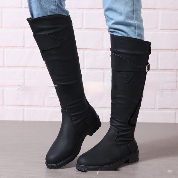 Flat Bottom Plus Size Women's Leather Boots - 图片 4