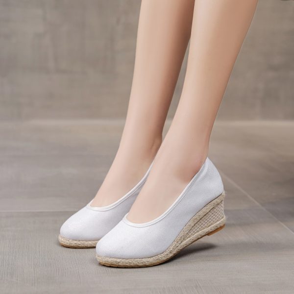 Fashion Breathable Low-cut Linen High Heel Pumps - 图片 5
