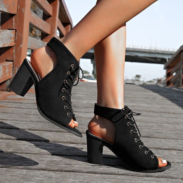 Lace-up Chunky Heel Sandals Summer Fashion Peep Toe Shoes For Women - 图片 8