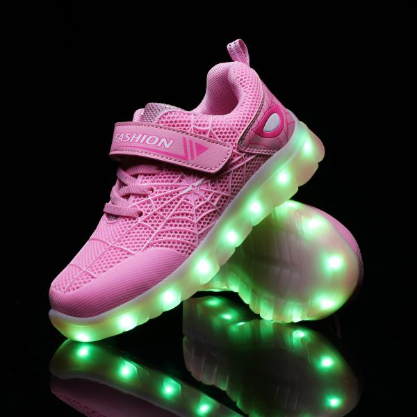 Size 26-37 Kids Led USB Recharge Glowing Shoes Children's Hook Loop - 图片 7
