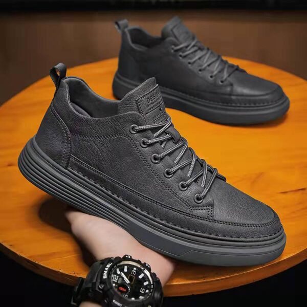 Men's Shoes 2024 Spring Casual Leather Shoes Chef Waterproof Flat Shoes Anti-slip and wear-resistant work shoes for work and tide shoes - 图片 2