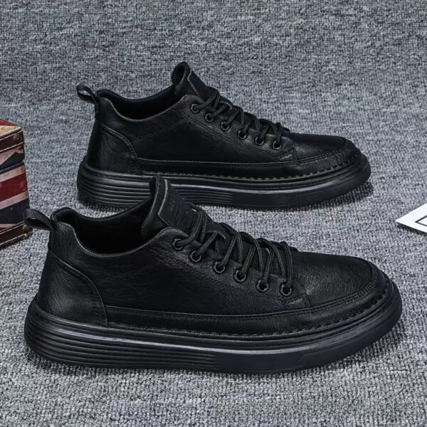 Men's Shoes 2024 Spring Casual Leather Shoes Chef Waterproof Flat Shoes Anti-slip and wear-resistant work shoes for work and tide shoes - 图片 4