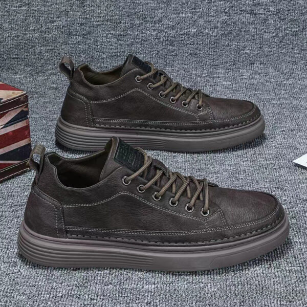 Men's Shoes 2024 Spring Casual Leather Shoes Chef Waterproof Flat Shoes Anti-slip and wear-resistant work shoes for work and tide shoes - 图片 3